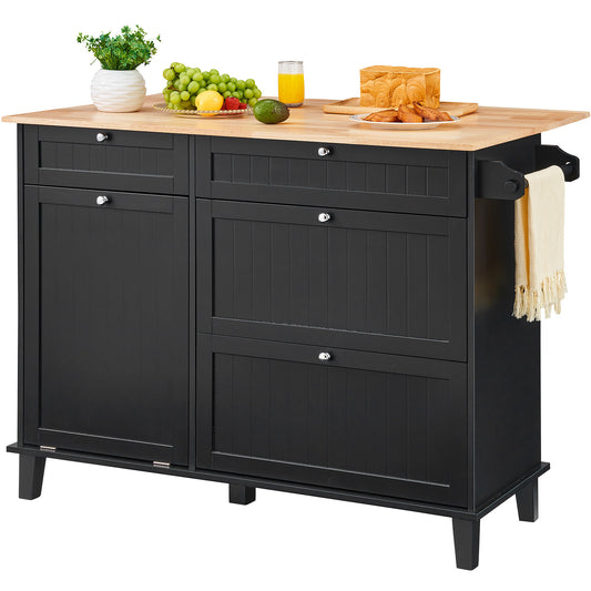 Kitchen Island Cart Storage Cabinet Serving with Drawer & Trash Cabinet - SolidRoot Buy Furniture USA