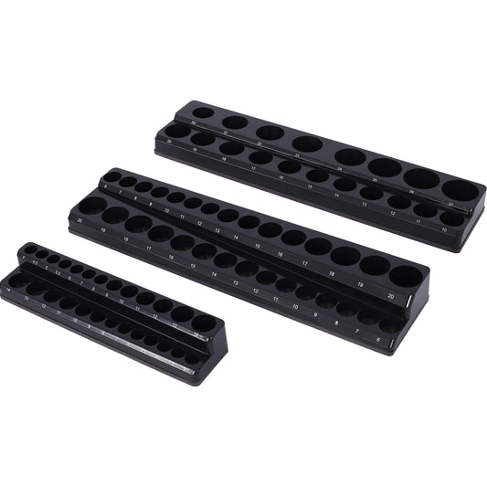 3 Piece metric Magnetic Socket Organizers, Socket Organizers for Toolboxes, Socket Organizer, Magnetic Socket Holder, Black Tool Box Organizer.3set,black,Metric SolidRoot Buy Furniture USA