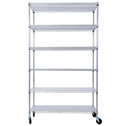 6 Tier 6000lbs Capacity NSF Metal Shelf Wire Shelving Unit, Heavy Duty Adjustable Storage Rack with Wheels & Shelf Liners for Commercial Grade Utility Steel Storage Rack, chrome- 84'H x 48'L x 20'D SolidRoot Buy Furniture USA