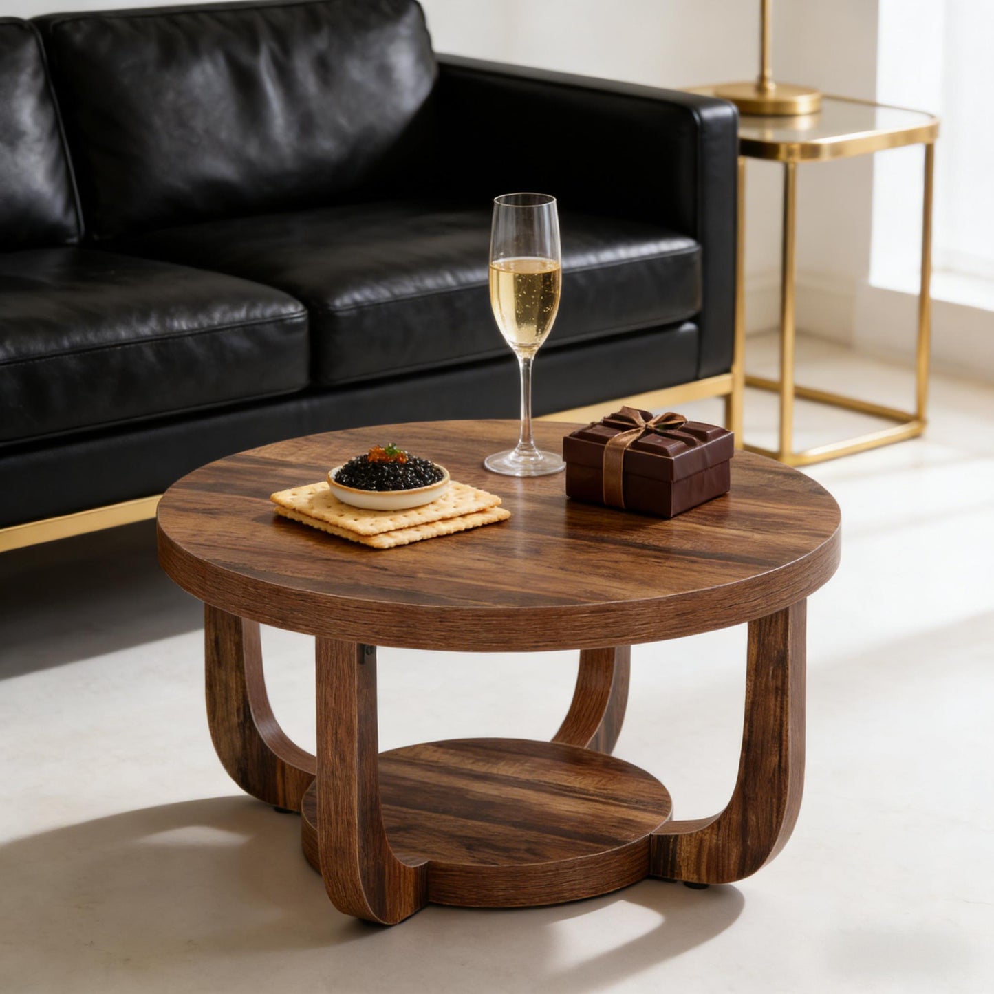2-Tier Chating Table,Circle Center Table,Coffee Table SolidRoot Buy Furniture USA