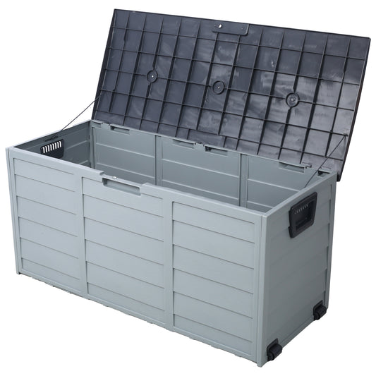All Weather UV Pool Deck Box Storage Shed Bin Backyard Patio Outdoor w/ Wheel,75 Gallon Resin Deck Box-Organization and Storage for Patio Furniture Outdoor Cushions,Garden Tools and Pool Toys SolidRoot Buy Furniture USA