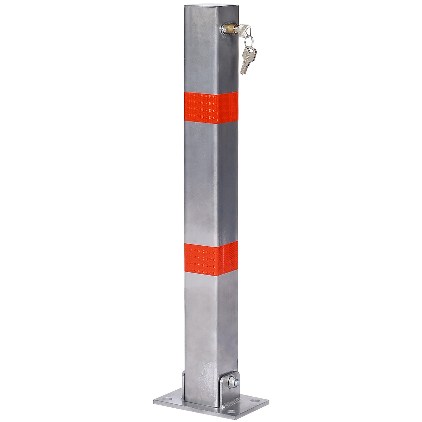 Q235 Steel Parking Bollard Pole Barrier with Lock, Gray, 27.6 Inches, Square Design SolidRoot Buy Furniture USA