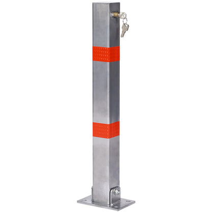 Q235 Steel Parking Bollard Pole Barrier with Lock, Gray, 27.6 Inches, Square Design SolidRoot Buy Furniture USA