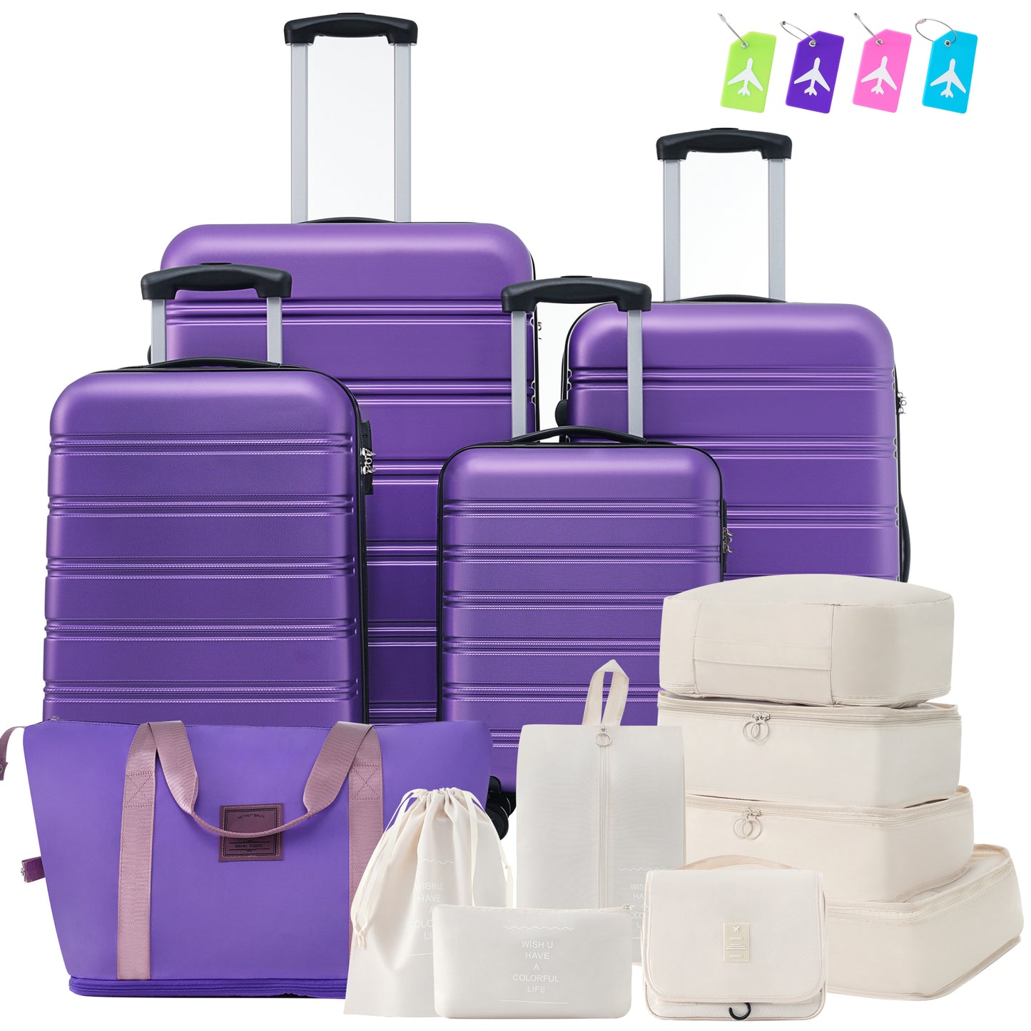 Hardshell Luggage Sets 4 pcs + Bag Spinner Suitcase with TSA Lock Lightweight-16'+20'+24'+28' Luggages SolidRoot Buy Furniture USA