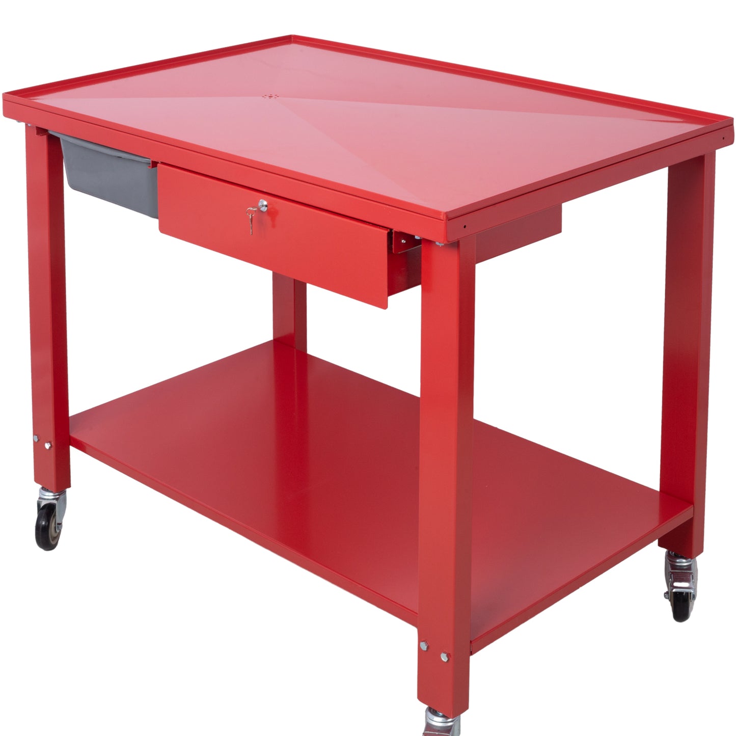 Transmission Teardown Work Station  1/2 Ton Capacity  Sloping Drain Table  Locking Drawer  Removable  Drain Basin Full-Width Lower Shelf  Four 4-Inch Caster Wheels SolidRoot Buy Furniture USA