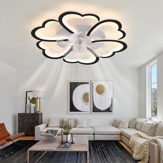26.7In Black Ceiling Fan with Lights, Remote Control 3 Color Temperatures,6 Gear wind Speed Fan Light - SolidRoot Buy Furniture USA