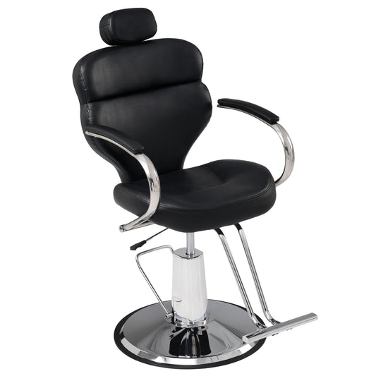 Premium Reclining barber Chair Salon Chair for Hair Stylist with Heavy Duty Hydraulic Pump, 360° Rotation, Tattoo Chair  Shampoo Beauty Salon Equipment,  Max Load Weight 330 Lbs, Black SolidRoot Buy Furniture USA
