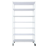 7 Tier Metal Shelf Wire Shelving Unit, 2450lbs Heavy Duty Adjustable Storage Rack with Wheels & Shelf Liners for Closet Kitchen Garage Basement Commercial Shelving - 81.5' H x 48' L x 18' D white SolidRoot Buy Furniture USA