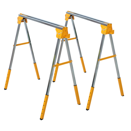 2PACK Adjustable Height Sawhorse,Folding Portable Saw Horses ,Heavy Duty Steel Sawhorse for Garage, Workshop, Fully Assembled SolidRoot Buy Furniture USA