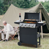 Propane Gas Grill 4 Burner Barbecue Grill, Stainless Steel 34,000 BTU Patio Garden Barbecue Grill with Two Shelves, Lid, Wheels and Bottle Opener SolidRoot Buy Furniture USA