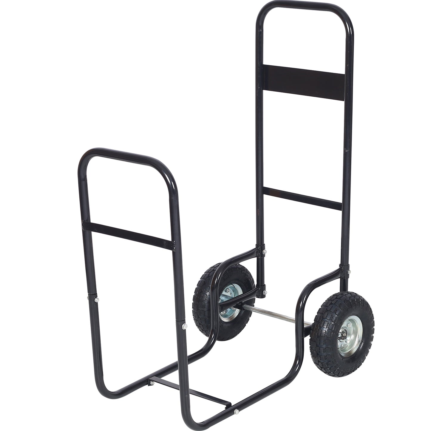 Firewood Cart,fireplace log rolling cart,wood rack with pneumatic wheels,rolls up and down stairs,heavy duty in door outdoor rolling cart SolidRoot Buy Furniture USA