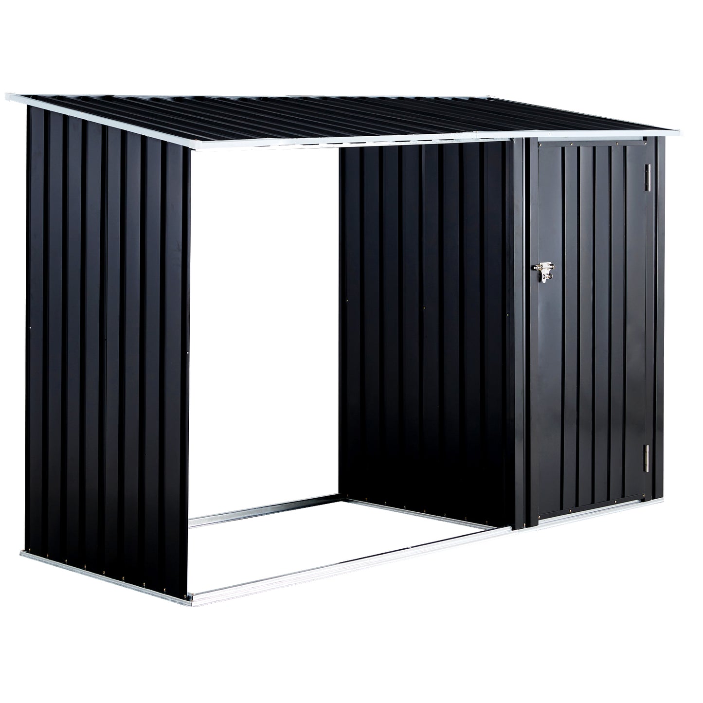 Firewood Storage Shed, Outdoor Firewood Rack, Outdoor Storage Shed with Log Holder, Firewood Shelter for Patio, Anthracite Galvanized Steel SolidRoot Buy Furniture USA