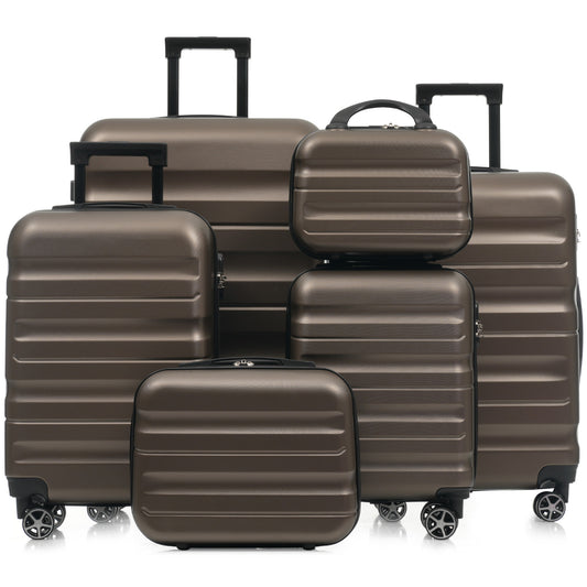 6-Piece ABS Hardshell Luggage Set - Lightweight & Durable Suitcases with Dual Spinner Wheels, Carry-On & Check-In Sizes for Travel & Business SolidRoot Buy Furniture USA