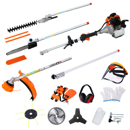 10 in 1 Multi-Functional Trimming Tool, 52CC 2-Cycle Garden Tool System with Gas Pole Saw, Hedge Trimmer, Grass Trimmer, and Brush Cutter EPA Compliant SolidRoot Buy Furniture USA
