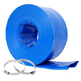 3'x100FT Pool Backwash Hose, Blue Heavy Duty Reinforced PVC Lay Flat Water Discharge Hose for Swimming Pool Filter Pump,with 2 Clamp SolidRoot Buy Furniture USA
