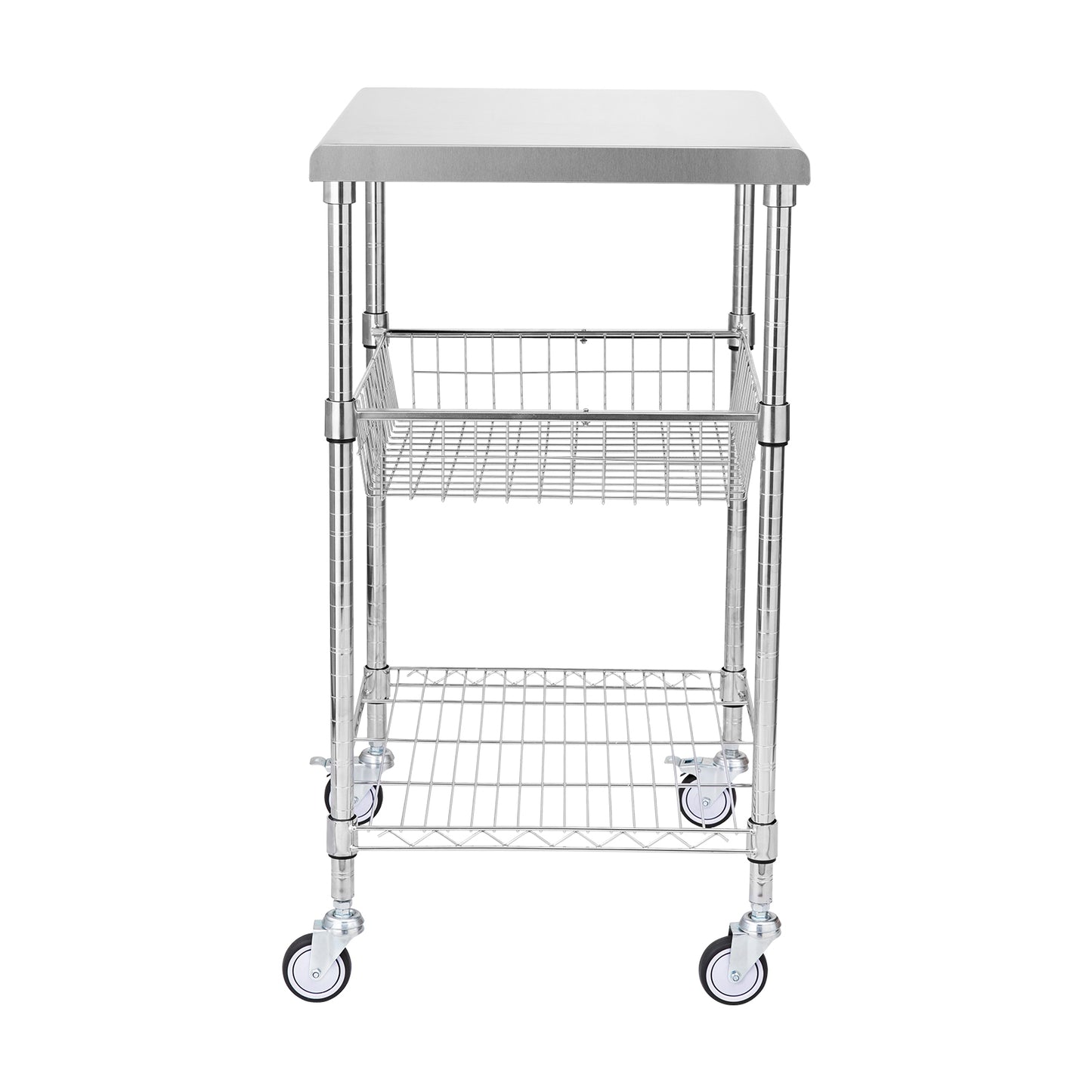 3-Tier Utility Cart Rolling Cart on Wheels 24'x20'x36.6' 470 LBS 6 Hooks - SolidRoot Buy Furniture USA
