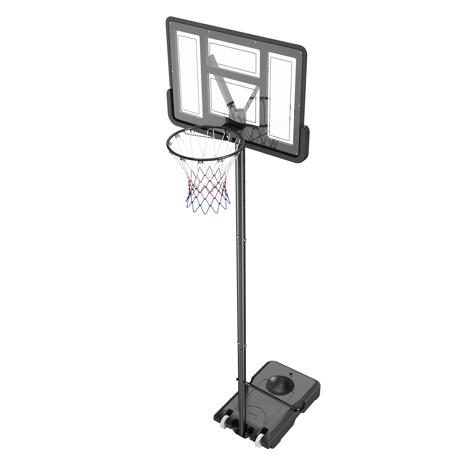 Basketball Hoop, 4-10 ft Adjustable Height Portable Backboard System, 44 inch Basketball Hoop & Goal, Kids & Adults Basketball Set with Wheels, Stand, and Fillable Base, for Outdoor/Indoor - SolidRoot Buy Furniture USA