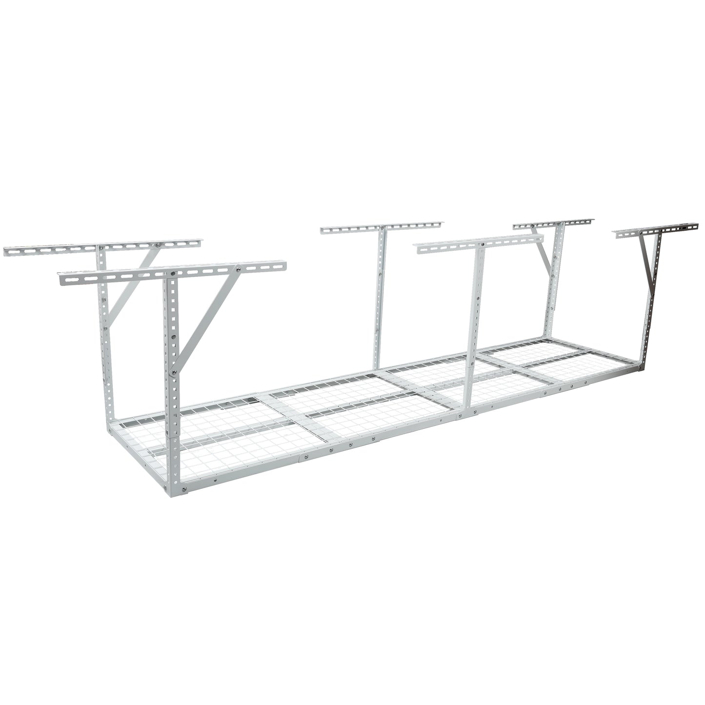 2x8FT Overhead Garage Storage Rack,Adjustable Storage Organization System,Heavy Duty Metal Garage Ceiling Storage Racks,450lbs Weight Capacity,White Color SolidRoot Buy Furniture USA