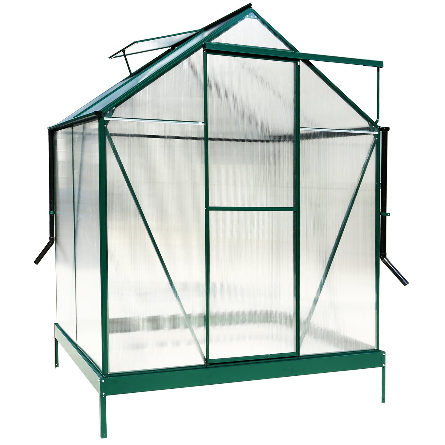 6.3'*4.2'*7' Polycarbonate Greenhouse, Heavy Duty Outdoor Aluminum Walk-in Green House Kit with Rain Gutter, Vent and Door for Backyard Garden, color  green SolidRoot Buy Furniture USA