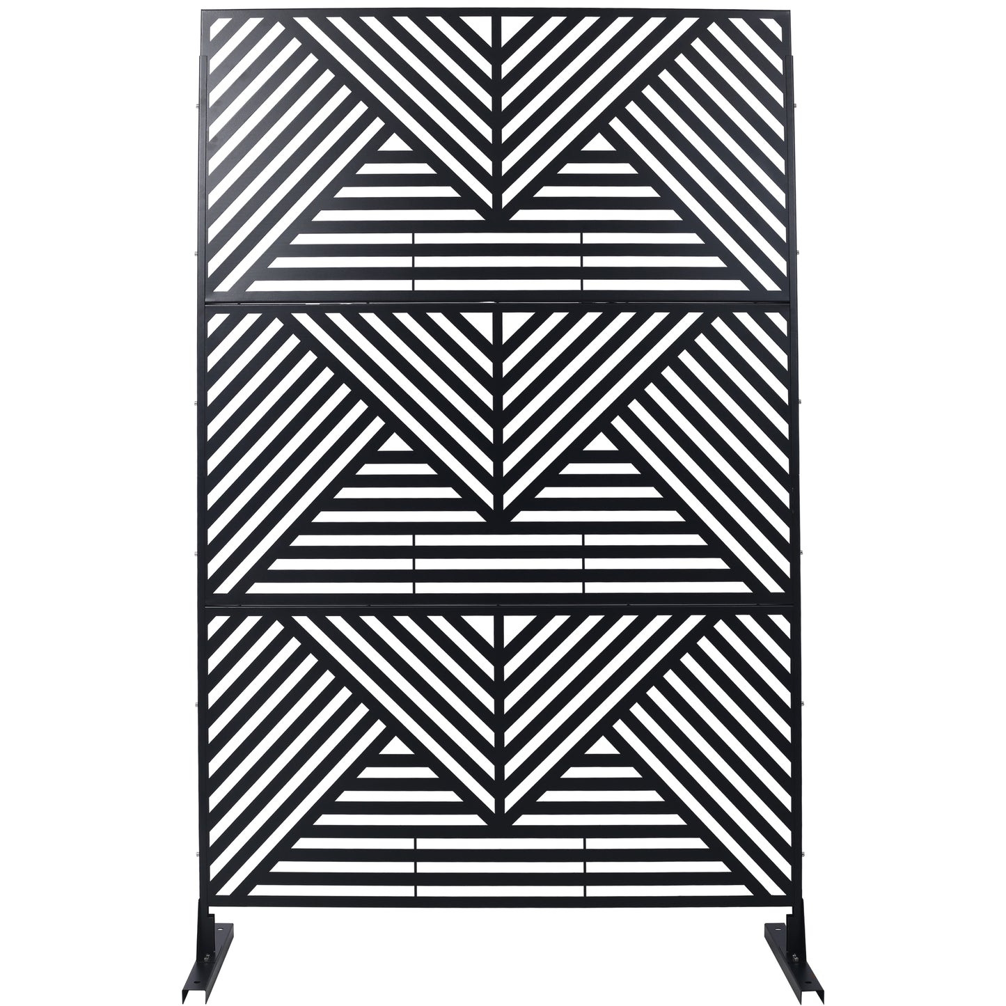 Outdoor & Indoor Privacy Screen Metal Privacy Screen 76' H×48' W, Freestanding Decorative Privacy Screen for Deck Balcony Patio, Privacy Fence Panels for Outside Lawn Garden PS101 BLACK SolidRoot Buy Furniture USA