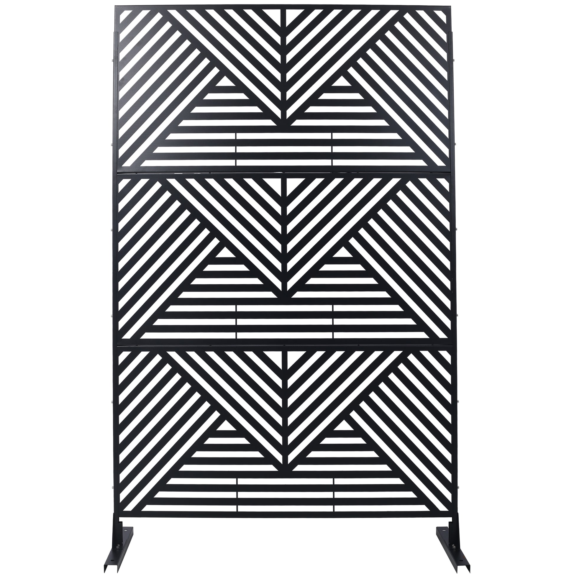 Outdoor & Indoor Privacy Screen Metal Privacy Screen 76' H×48' W, Freestanding Decorative Privacy Screen for Deck Balcony Patio, Privacy Fence Panels for Outside Lawn Garden PS101 BLACK SolidRoot Buy Furniture USA