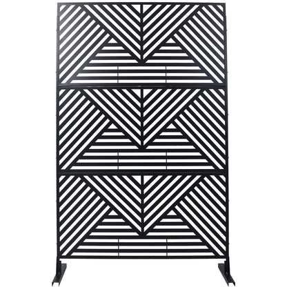 Outdoor & Indoor Privacy Screen Metal Privacy Screen 76' H×48' W, Freestanding Decorative Privacy Screen for Deck Balcony Patio, Privacy Fence Panels for Outside Lawn Garden PS101 BLACK SolidRoot Buy Furniture USA