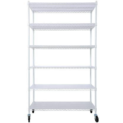 6 Tier 6000lbs Capacity NSF Metal Shelf Wire Shelving Unit, Heavy Duty Adjustable Storage Rack with Wheels & Shelf Liners for Commercial Grade Utility Steel Storage Rack, white - 84'H x 48'L x 20'D SolidRoot Buy Furniture USA