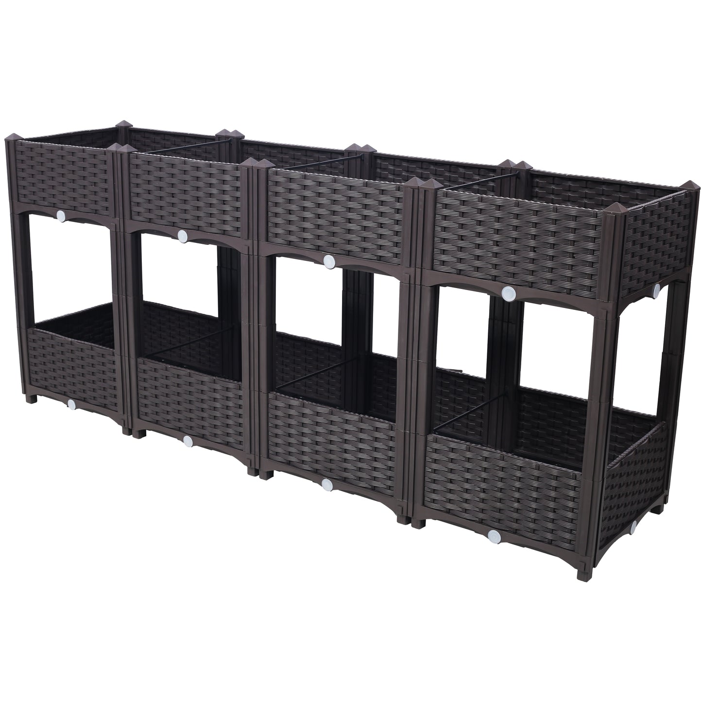 Planter Raised Beds - Elevated Planter Garden Box with Drainage Plug Raised Garden Beds for Vegetable/Flower/Herb Outdoor Standing Planter Beds Gardening Kit,Brown,63'x15.7'x27.7' SolidRoot Buy Furniture USA