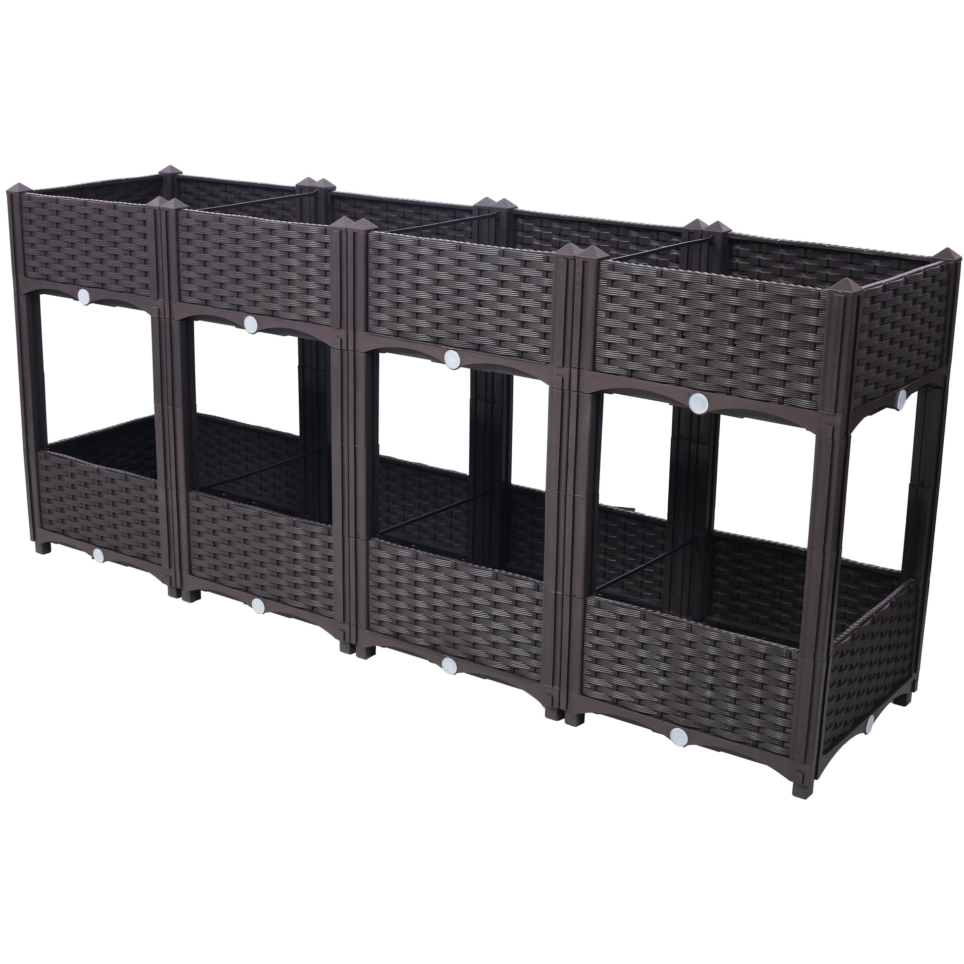 Planter Raised Beds - Elevated Planter Garden Box with Drainage Plug Raised Garden Beds for Vegetable/Flower/Herb Outdoor Standing Planter Beds Gardening Kit,Brown,63'x15.7'x27.7' SolidRoot Buy Furniture USA