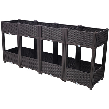 Planter Raised Beds - Elevated Planter Garden Box with Drainage Plug Raised Garden Beds for Vegetable/Flower/Herb Outdoor Standing Planter Beds Gardening Kit,Brown,63'x15.7'x27.7' SolidRoot Buy Furniture USA