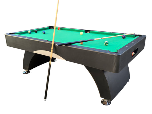 7 ft Pool Table with Black Thin Finish - Billiards Game Room Table for Adults & Family,  Home, Dining, or Living Room,Includes Cue Sticks, Billiard Balls - SolidRoot Buy Furniture USA