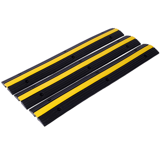 Cable Protector Ramp Rubber Speed Bumps 2 Pack of 1 Channel 6600Lbs Load Capacity with 12 Bolts Spike for Asphalt Concrete Gravel Driveway (1 Channel, 3 Pack) SolidRoot Buy Furniture USA