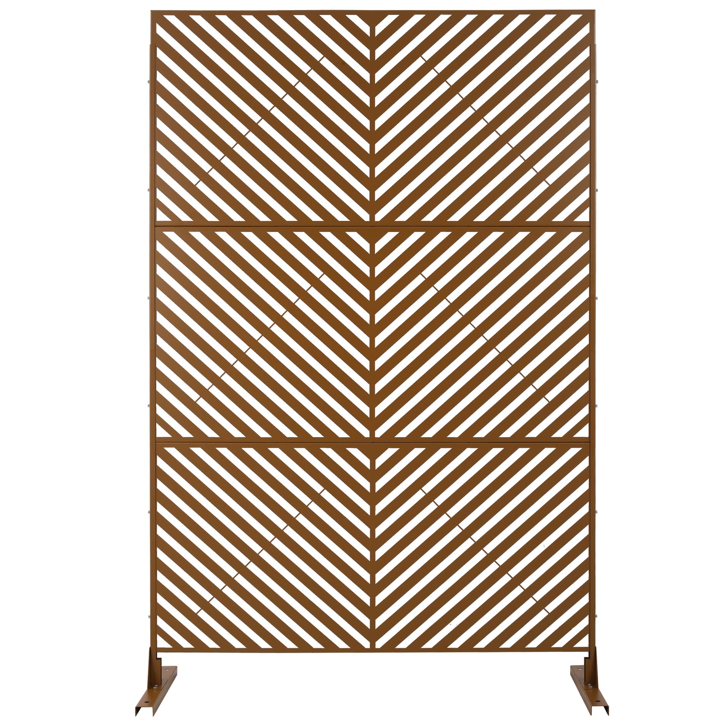 Outdoor & Indoor Privacy Screen Metal Privacy Screen 76' H×48' W, Freestanding Decorative Privacy Screen for Deck Balcony Patio, Privacy Fence Panels for Outside Lawn Garden PS113 BROWN SolidRoot Buy Furniture USA