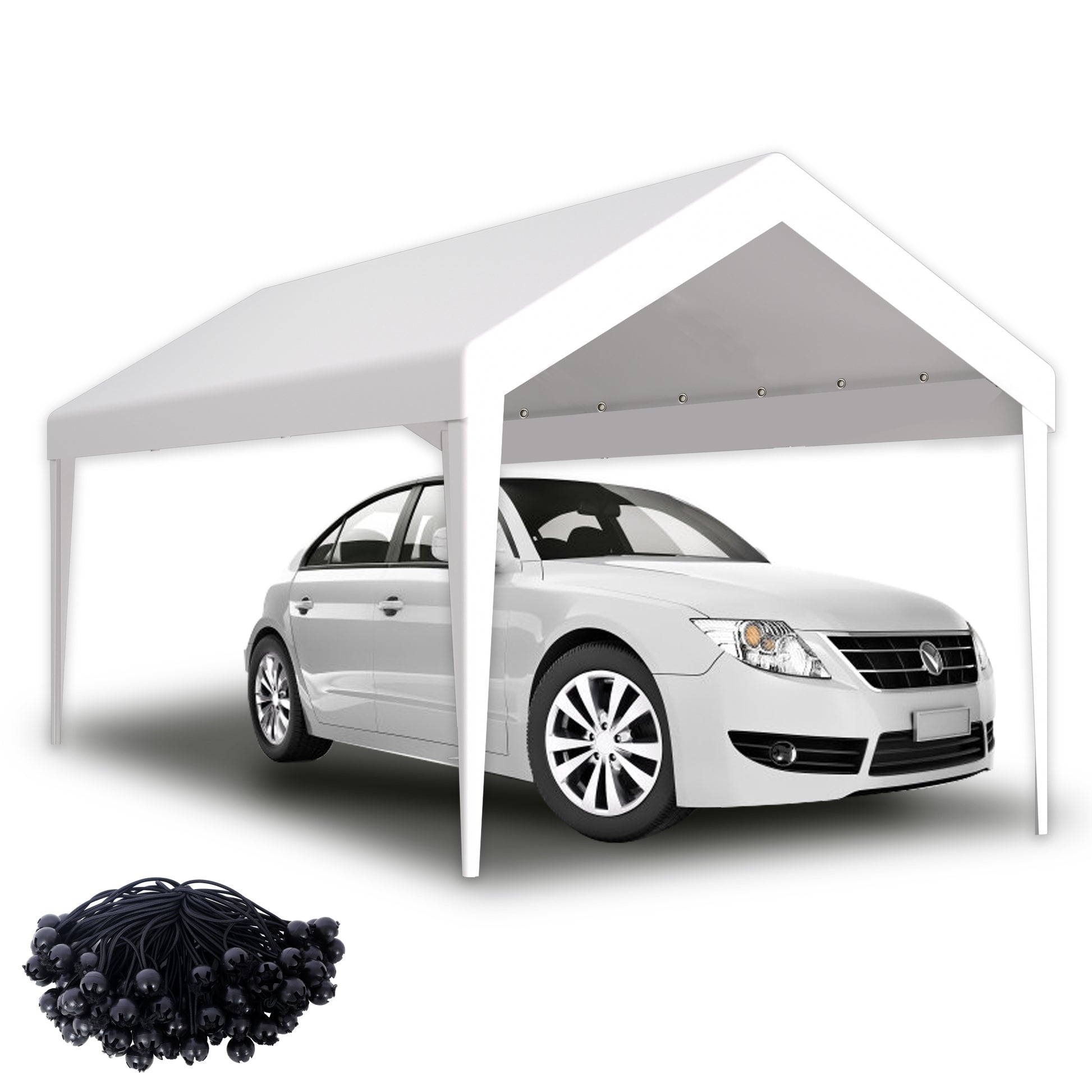 10x20ft Carport Replacement Canopy Cover, Waterproof & UV Protected Tarp with 72 Elastic Buckles Suit for Garage Shelter, Frame is Not Included,white SolidRoot Buy Furniture USA