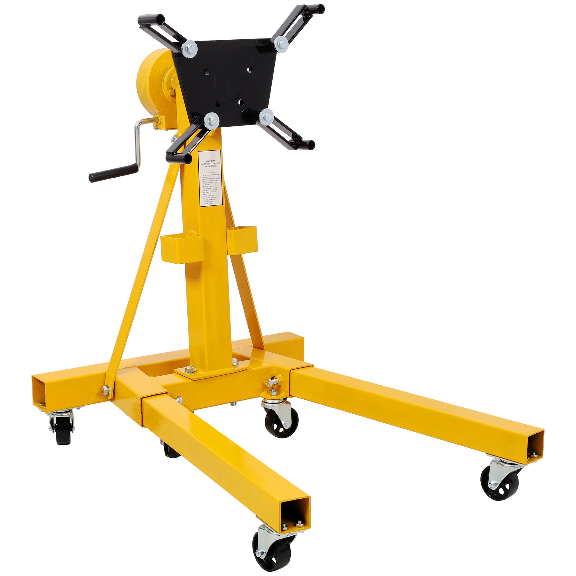 1500lbs Folding Engine Stand,Geared Rotating Head,360 Degree Adjustable Mounting Head,Yellow Color SolidRoot Buy Furniture USA