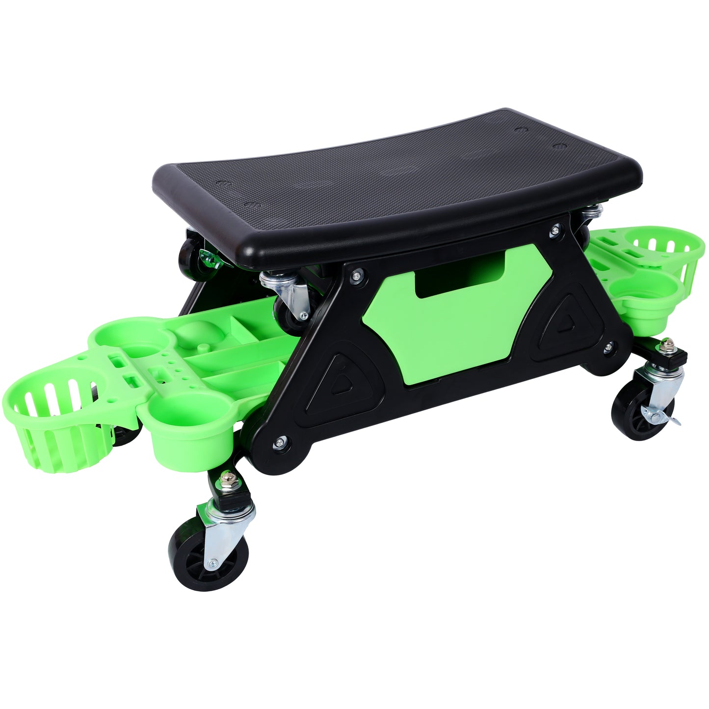 Rolling Detailing Creeper Seat with Wheels, Removable Tool Trays, 300 Lbs Capacity, Green HDPE, 34.2 x 13.4 x 13 inches SolidRoot Buy Furniture USA