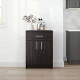 Barbados Pantry Cabinet 33' H with Top Drawer, Double Doors and Interior Shelves, Dark Walnut SolidRoot Buy Furniture USA