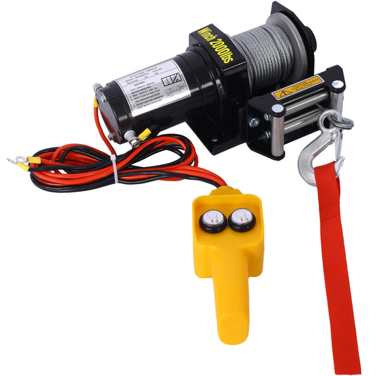 2000lb 12V ATV/UTV Electric Winch, Off-Road Waterproof Steel Cable Winch for ATV UTV Towing Trailer Winch SolidRoot Buy Furniture USA