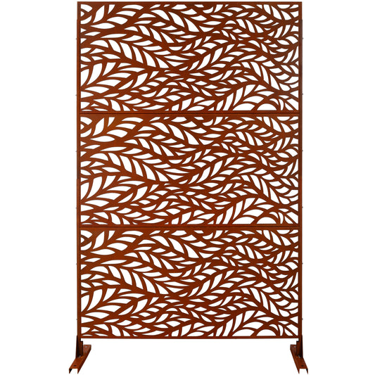 Outdoor & Indoor Privacy Screen Metal Privacy Screen 76' H×48' W, Freestanding Decorative Privacy Screen for Deck Balcony Patio, Privacy Fence Panels for Outside Lawn Garden PS110 RUSTY SolidRoot Buy Furniture USA
