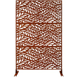 Outdoor & Indoor Privacy Screen Metal Privacy Screen 76' H×48' W, Freestanding Decorative Privacy Screen for Deck Balcony Patio, Privacy Fence Panels for Outside Lawn Garden PS110 RUSTY SolidRoot Buy Furniture USA