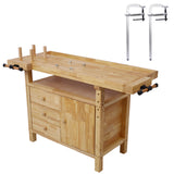 Wood Workbench - Wooden Workbench for Garage Workshop and Home, with Bar Clamps Set 16 inch x 4-3/4 inch Throat,Pack of 2 SolidRoot Buy Furniture USA