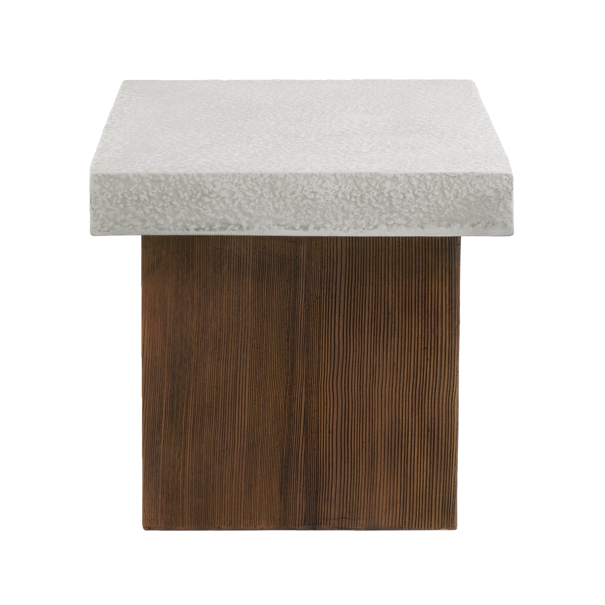 MGO Square Side Table with Faux Stone Top and Wood Frame in Antique White and Natural Wood SolidRoot Buy Furniture USA