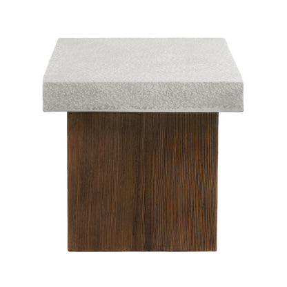 MGO Square Side Table with Faux Stone Top and Wood Frame in Antique White and Natural Wood SolidRoot Buy Furniture USA