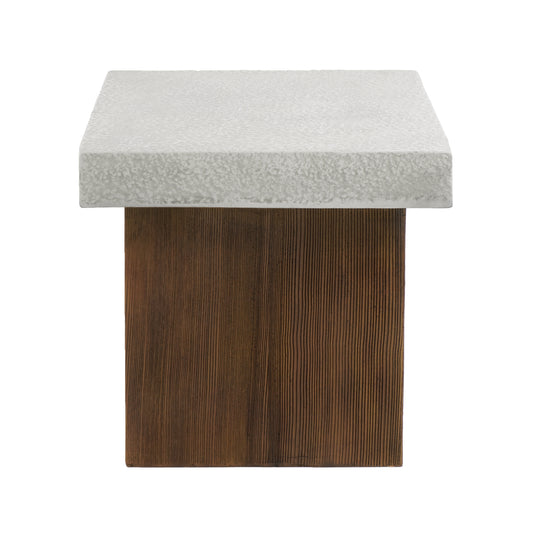 MGO Square Side Table with Faux Stone Top and Wood Frame in Antique White and Natural Wood SolidRoot Buy Furniture USA