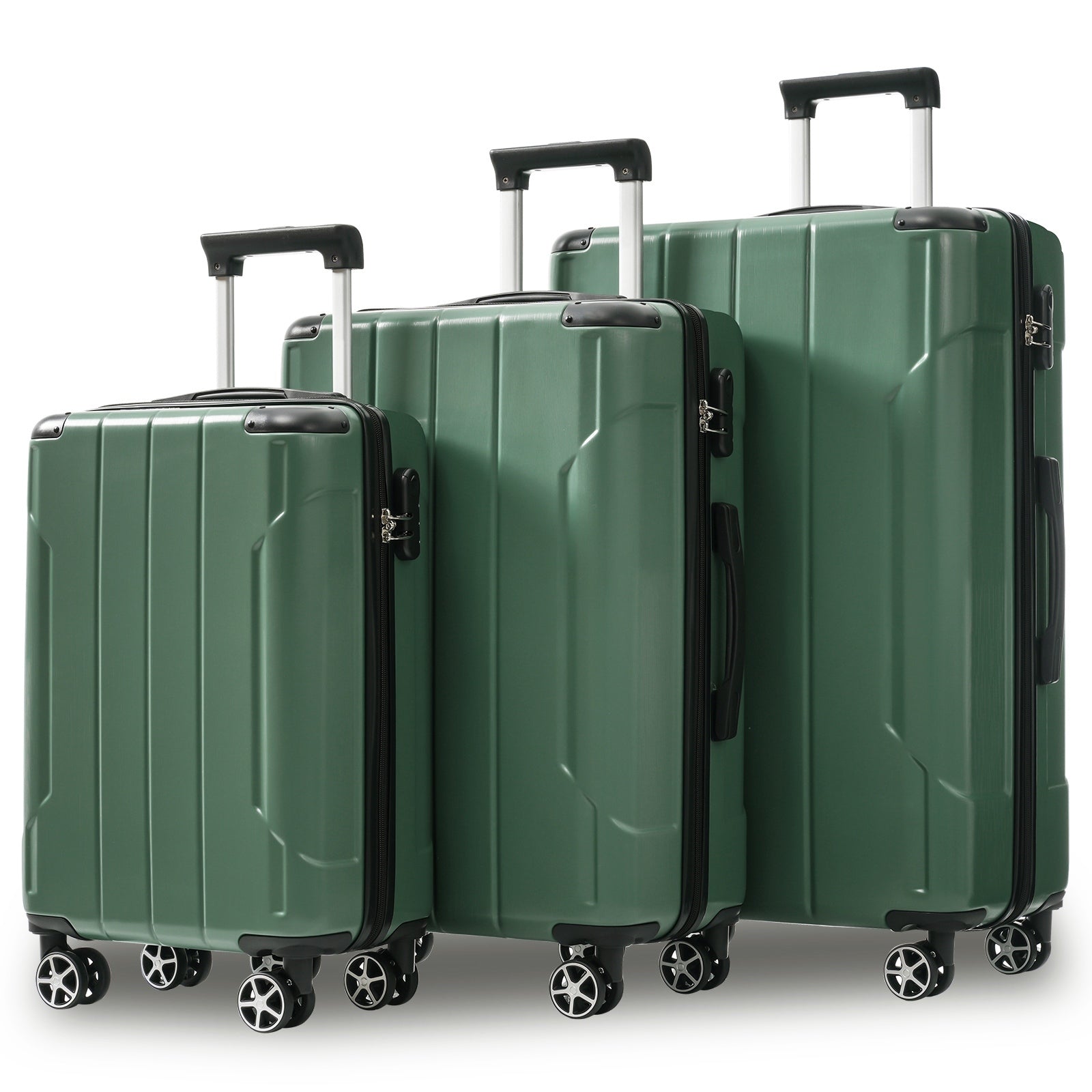 Luggage Sets 3 Piece, Hard shell ABS Lightweight Durable Suitcases with Double Spinner Wheels 20/24/28 Inch (Green) SolidRoot Buy Furniture USA