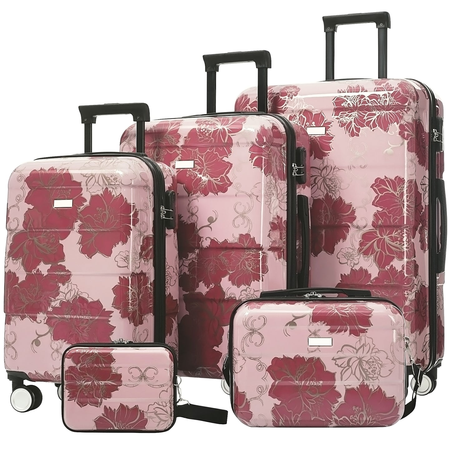 Luggage Sets New Model PC 5pcs, Hardside Lightweight Durable 20' 24' 28' Suitcases  with 8' 14' Cases, Suitcase with Lock Spinner Wheels - SolidRoot Buy Furniture USA