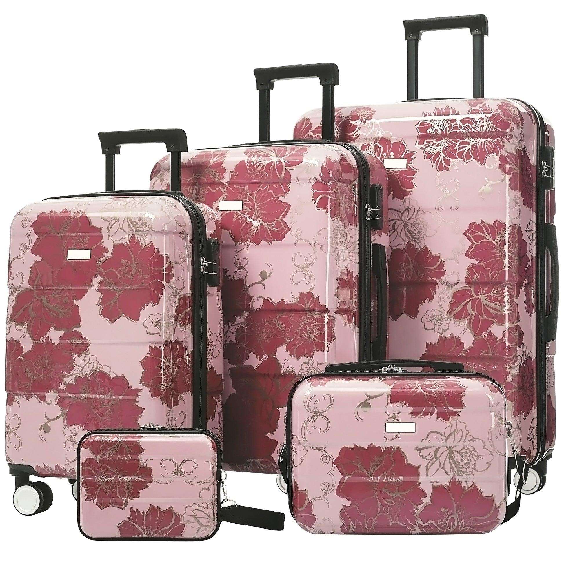 Luggage Sets New Model PC 5pcs, Hardside Lightweight Durable 20' 24' 28' Suitcases  with 8' 14' Cases, Suitcase with Lock Spinner Wheels - SolidRoot Buy Furniture USA