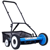20-Inch 5-Blade Push Reel Lawn Mower with Grass Catcher, 4 WHEELS BLUE COLOR SolidRoot Buy Furniture USA