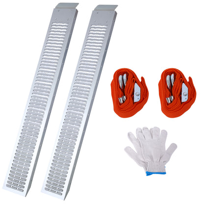 66' L Loading Ramps, 960lbs Capacity Loading Ramps for Pickup Trucks, Steel Motorcycle Ramp, Dirt Bike Ramp for Truck, Lawn Mower, Snowblower, ATV, Quad, Pack of 2  ,with 2pcs tie straps,1pair gloves SolidRoot Buy Furniture USA