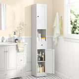 71 Inch Tall Bathroom Storage Cabinet, 5-Tier Narrow Metal Cabinet with 2 Doors & Adjustable Shelves, Freestanding Cabinet for Space Saving in Kitchen, Laundry Room, Pantry, White - SolidRoot Buy Furniture USA